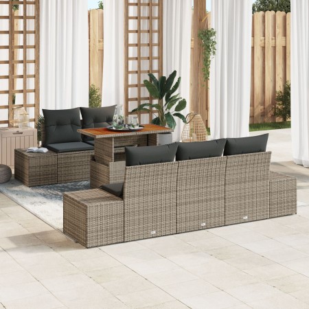 Juego de sofá de jardín de 6 piezas con cojines Gris Ratán de , Sofás de exterior - Ref: Foro24-3358638, Precio: 561,83 €, De...