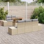 Conjunto de sofá de jardín de 6 piezas con cojines beige de ratán sintético de , Sofás de exterior - Ref: Foro24-3358639, Pre...