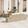 Juego de Sofá de Jardín de 6 Piezas con Cojines Beige Rattan Poliéster de , Sofás de exterior - Ref: Foro24-3358640, Precio: ...