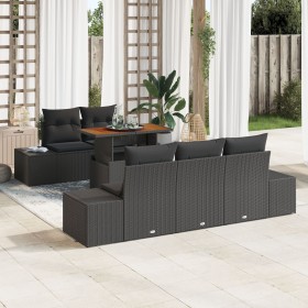 Conjunto de Sofá de Jardín de 6 Piezas con Cojines Negro de Poliratán de , Sofás de exterior - Ref: Foro24-3358641, Precio: 5...