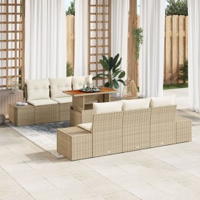 Juego de Sofá de Jardín de 7 Piezas con Cojines Beige Ratán Sintético de , Sofás de exterior - Ref: Foro24-3358647, Precio: 6...