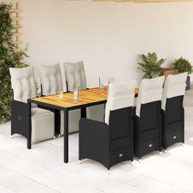 Set de mesa y sillas de jardín 7 pzas y cojines ratán PE negro en Conjuntos de jardín | Comprar online en Foru.es