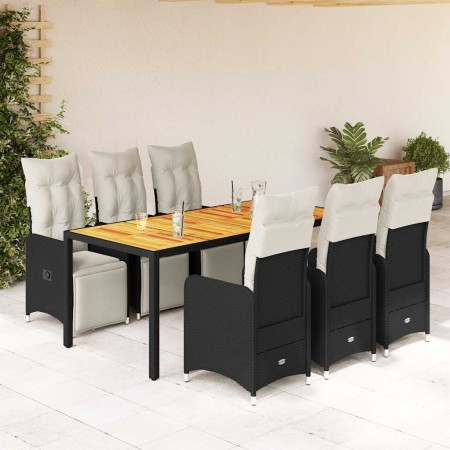 Set de mesa y sillas de jardín 7 pzas y cojines ratán PE negro en Conjuntos de jardín | Comprar online en Foru.es