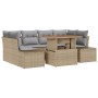 Conjunto de Sofá de Jardín de 7 Piezas con Cojines Beige Ratán Versátil de , Sofás de exterior - Ref: Foro24-3358653, Precio:...