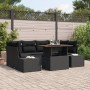 Conjunto de Sofás de Jardín de 7 piezas con Cojines Negros de Ratan Poliéster de , Sofás de exterior - Ref: Foro24-3358655, P...
