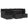Conjunto de Sofás de Jardín de 7 piezas con Cojines Negros de Ratan Poliéster de , Sofás de exterior - Ref: Foro24-3358655, P...