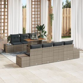 Conjunto de Sofá de Jardín de 8 Piezas con Cojines Gris Ratán Polipropileno de , Sofás de exterior - Ref: Foro24-3358659, Pre...