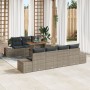 Conjunto de Sofá de Jardín de 8 Piezas con Cojines Gris Ratán Polipropileno de , Sofás de exterior - Ref: Foro24-3358659, Pre...