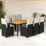 Set de mesa y sillas de jardín 9 pzas y cojines ratán PE negro en Conjuntos de jardín | Comprar online en Foru.es