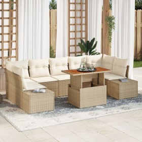 Conjunto de sofá de jardín de 8 piezas con cojines beige de ratán sintético de , Sofás de exterior - Ref: Foro24-3358668, Pre...