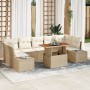 Conjunto de sofá de jardín de 8 piezas con cojines beige de ratán sintético de , Sofás de exterior - Ref: Foro24-3358668, Pre...
