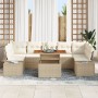 Conjunto de sofá de jardín de 8 piezas con cojines beige de ratán sintético de , Sofás de exterior - Ref: Foro24-3358668, Pre...