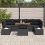 Juego de Sofá de Jardín de 8 Piezas con Cojines Negro Ratán Versátil de , Sofás de exterior - Ref: Foro24-3358669, Precio: 60...
