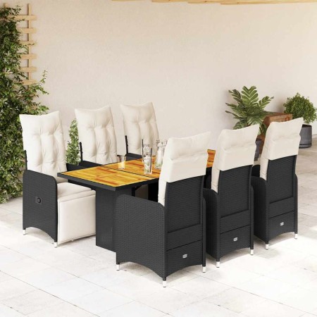 Set de mesa y sillas de jardín 7 pzas y cojines ratán PE negro en Conjuntos de jardín | Comprar online en Foru.es