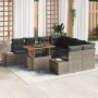 Conjunto de Sofá de Jardín de 9 Piezas con Cojines Gris Poliratán de , Sofás de exterior - Ref: Foro24-3358680, Precio: 648,0...