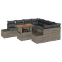 Conjunto de Sofá de Jardín de 9 Piezas con Cojines Gris Poliratán de , Sofás de exterior - Ref: Foro24-3358680, Precio: 648,0...
