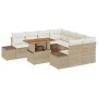 Set de Sofá de Jardín de 9 Piezas con Cojines Beige de Ratán Poliéster de , Sofás de exterior - Ref: Foro24-3358682, Precio: ...