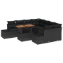 Set de Sofás de Jardín de 9 Piezas con Cojines en Negro de Ratán Multifuncional de , Sofás de exterior - Ref: Foro24-3358683,...