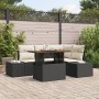Conjunto de sofá de jardín de 5 piezas con cojines negros de ratán sintético de , Sofás de exterior - Ref: Foro24-3358693, Pr...