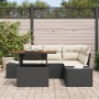 Conjunto de sofá de jardín de 5 piezas con cojines negros de ratán sintético de , Sofás de exterior - Ref: Foro24-3358693, Pr...