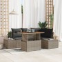 Juego de Sofás de Jardín de 5 Piezas con Cojines Gris Ratán Poliéster de , Sofás de exterior - Ref: Foro24-3358694, Precio: 4...