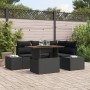 Conjunto de Sofá de Jardín de 5 Piezas con Cojines Negro de Ratán Poliéster de , Sofás de exterior - Ref: Foro24-3358697, Pre...