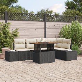 Conjunto de Sofá de Jardín de 6 Piezas con Cojines Negro Ratán Sintético de , Sofás de exterior - Ref: Foro24-3358700, Precio...