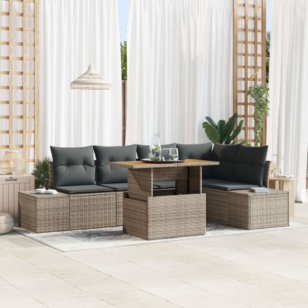 Juego de Sofá de Jardín de 6 Piezas con Cojines Gris Ratán Poliratán de , Sofás de exterior - Ref: Foro24-3358701, Precio: 47...