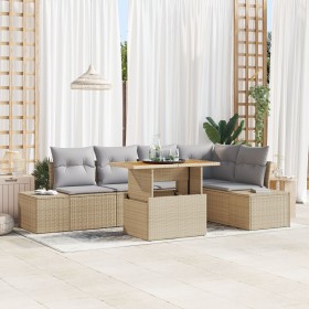 Conjunto de Sofá de Jardín de 6 Piezas con Cojines Beige Ratán Poliéster de , Sofás de exterior - Ref: Foro24-3358702, Precio...