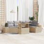 Conjunto de Sofá de Jardín de 6 Piezas con Cojines Beige Ratán Poliéster de , Sofás de exterior - Ref: Foro24-3358702, Precio...