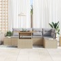 Conjunto de Sofá de Jardín de 6 Piezas con Cojines Beige Ratán Poliéster de , Sofás de exterior - Ref: Foro24-3358702, Precio...