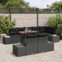 Set de Sofá de Jardín de 9 Piezas con Cojines Ratán Poliéster Negro de , Sofás de exterior - Ref: Foro24-3358718, Precio: 733...