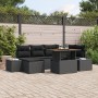 Conjunto de Sofá de Jardín de 7 Piezas con Cojines Negros de Polirratán de , Sofás de exterior - Ref: Foro24-3358725, Precio:...
