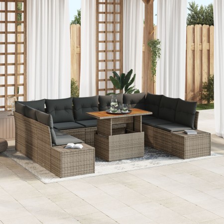 Conjunto de sofá de jardín de 10 piezas con cojines gris poliratán de , Sofás de exterior - Ref: Foro24-3358743, Precio: 709,...