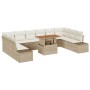 Conjunto de sofá de jardín de 11 piezas con cojines beige de ratán sintético de , Sofás de exterior - Ref: Foro24-3358752, Pr...