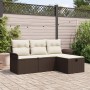 Conjunto de Sofá de Jardín de 4 Piezas con Cojines Marrón Ratán Polimérico de , Sofás de exterior - Ref: Foro24-3358847, Prec...