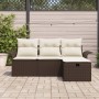 Conjunto de Sofá de Jardín de 4 Piezas con Cojines Marrón Ratán Polimérico de , Sofás de exterior - Ref: Foro24-3358847, Prec...