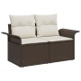 Conjunto de Sofá de Jardín de 4 Piezas con Cojines Marrón Ratán Polimérico de , Sofás de exterior - Ref: Foro24-3358847, Prec...