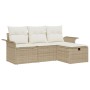 Conjunto de Sofá de Jardín de 4 Piezas con Cojines Beige Ratán Polímero de , Sofás de exterior - Ref: Foro24-3358850, Precio:...