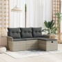 Conjunto de Sofá de Jardín de 4 Piezas con Cojines de Ratán Poliéster Gris Claro | Foro24.es | Tu tienda online para hogar, jardín y más Foro24.es