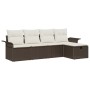 Conjunto de Sofá de Jardín de 5 piezas con Cojines Marrón Ratán Poliéster de , Sofás de exterior - Ref: Foro24-3358857, Preci...