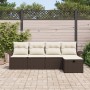 Conjunto de Sofá de Jardín de 5 piezas con Cojines Marrón Ratán Poliéster de , Sofás de exterior - Ref: Foro24-3358857, Preci...