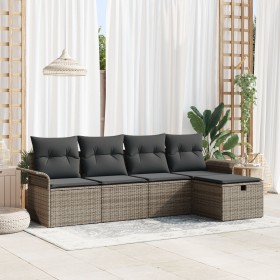Juego de Sofá de 5 Piezas con Cojines Gris Rattan de Polietileno de , Sofás de exterior - Ref: Foro24-3358858, Precio: 318,35...