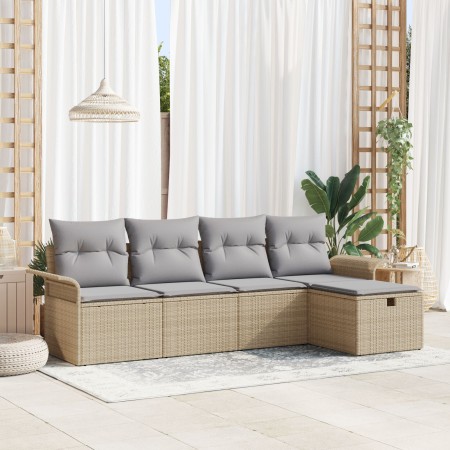 Juego de sofá de jardín de 5 piezas con cojines Beige Poliratán de , Sofás de exterior - Ref: Foro24-3358859, Precio: 332,08 ...