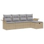 Juego de sofá de jardín de 5 piezas con cojines Beige Poliratán de , Sofás de exterior - Ref: Foro24-3358859, Precio: 332,08 ...