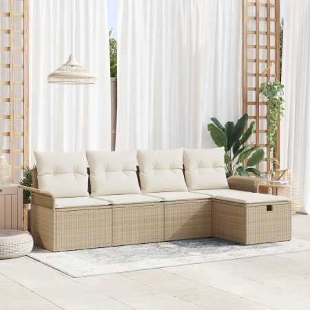 Conjunto de sofá de jardín de 5 piezas con cojines Beige Ratán PE de , Sofás de exterior - Ref: Foro24-3358860, Precio: 340,3...