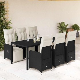 Set de mesa y sillas de jardín 7 pzas y cojines ratán PE negro en Conjuntos de jardín | Comprar online en Foru.es