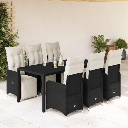 Set de mesa y sillas de jardín 7 pzas y cojines ratán PE negro en Conjuntos de jardín | Comprar online en Foru.es