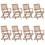 Sillas de exterior plegables 8 uds madera maciza acacia de vidaXL, Sillas de jardín - Ref: Foro24-3074937, Precio: 442,17 €, ...