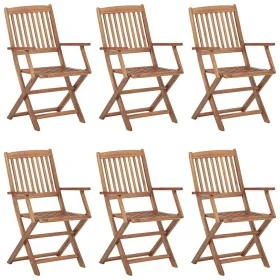 Sillas de exterior plegables 6 uds madera maciza acacia de vidaXL, Sillas de jardín - Ref: Foro24-3074936, Precio: 297,31 €, ...